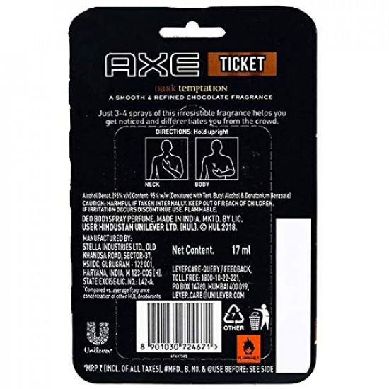 AXE Signature Ticket, Dark Temptation Deodorant Body Perfume for Men - 17ml