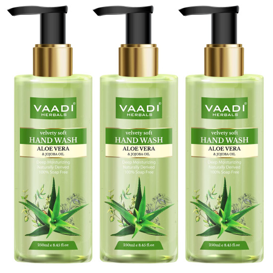 Vaadi Herbals Velvety Soft Aloe Vera and Jojoba Oil Hand Wash - 250 ml (Pack of 3)