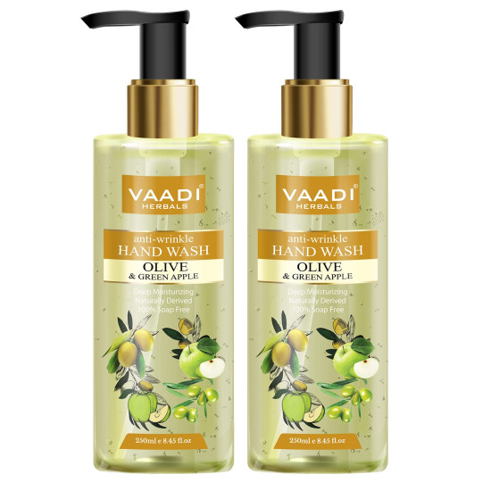 Vaadi Herbals Anti Wrinkle Olive and Green Apple Hand Wash - 250 ml (Pack of 2)