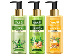 Vaadi Herbals Luxurious Handwash - 250 ml (Pack of 3, Aloe Vera and Jojoba Oil with Neem Oil and Ginger and Honey and Sandal)