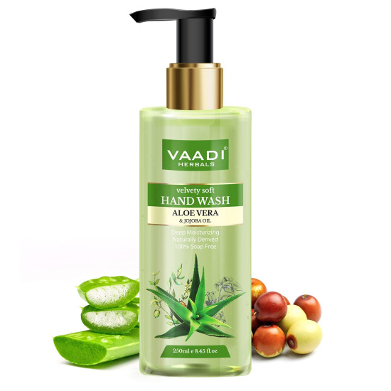 Vaadi Herbals Luxurious Handwash - 250 ml (Pack of 3, Aloe Vera and Jojoba Oil with Neem Oil and Ginger and Honey and Sandal)