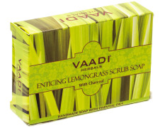 Vaadi Herbals Enticing Lemongrass Scrub Soap, 75g (Pack of 12)