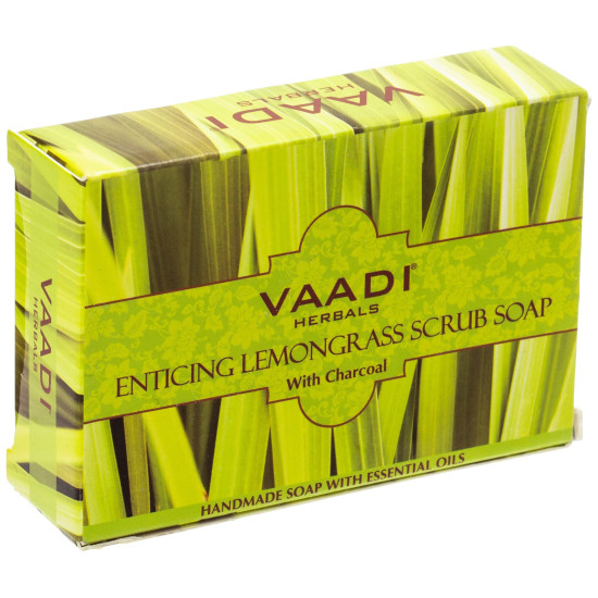 Vaadi Herbals Enticing Lemongrass Scrub Soap, 75g (Pack of 12)