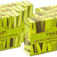 Vaadi Herbals Enticing Lemongrass Scrub Soap, 75g (Pack of 12)