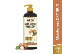WOW Skin Science Shea Butter With Lactic Acid Body Lotion | Hydrates Very Dry Skin | Long Lasting 48 hrs Moisturization | Smoothens Rough, Flaky Skin | Calms Itchy Skin - 400ml