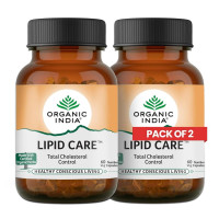 A TATA Product - Organic India Lipid Care - 60 Veg Capsules (Pack of 2) , Helps In Normal Cholesterol Levels & Lipid Levels, Lower Heart Rate & Blood Pressure, Naturally Rich In Antioxidants, GMP & NPOP Certified