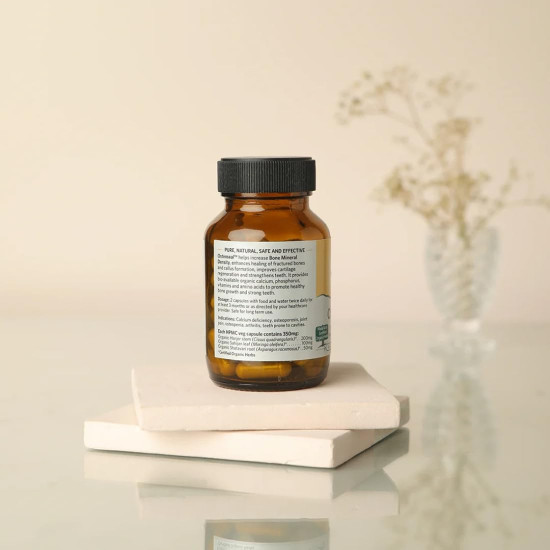 A TATA Product - Organic India Osteoseal 60 Capsule - 60 Veg Caps (Pack of 2), Bio-available Calcium, Phosphorus & Amino Acids, Helps Increase Bone Mineral Density, Healthy Bone & Teeth GMP & NPOP Certified Organic