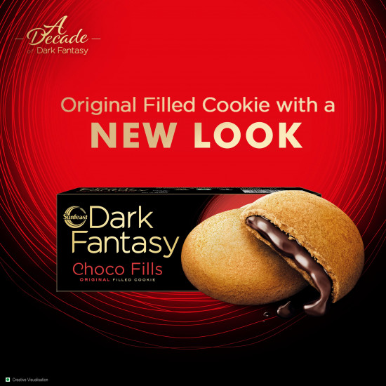 Sunfeast Dark Fantasy Choco Fills, 75g (Buy 3 Get 1 Free), Original Filled Cookies with Choco Crème
