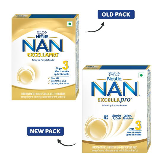 EXCELLAPRO Nestle Nan Excellapro 3 Follow-Up Formula-Powder After 12 Months, Stage 3, 400G Bag-In-Box Pack, Infant