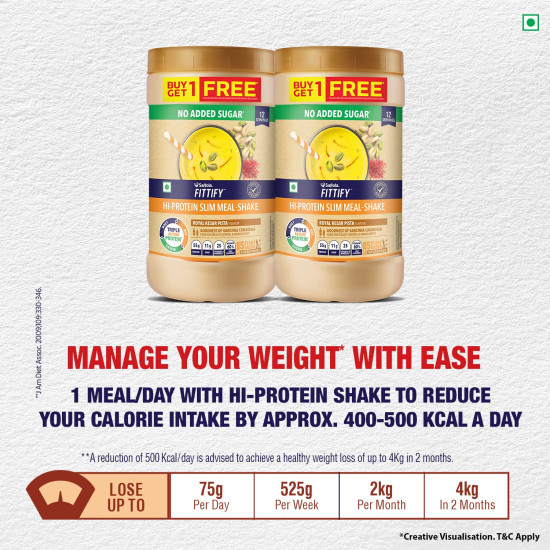 Saffola FITTIFY Gourmet HI PROTEIN SLIM MEAL-SHAKE Royal Kesar Pista Buy 1 Get 1 Free 420 gm (12 servings)