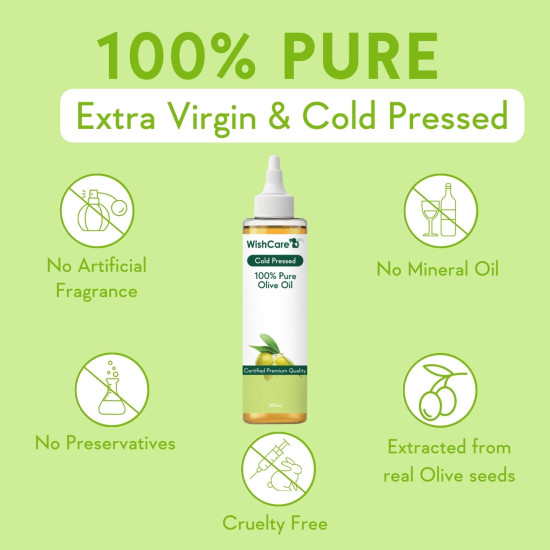 WishCare® 100% Pure Premium Cold Pressed Olive Oil for Hair & Skin - 200ml WishCare® 100% Pure Premium Cold Pressed Olive Oil for Hair & Skin - 200ml