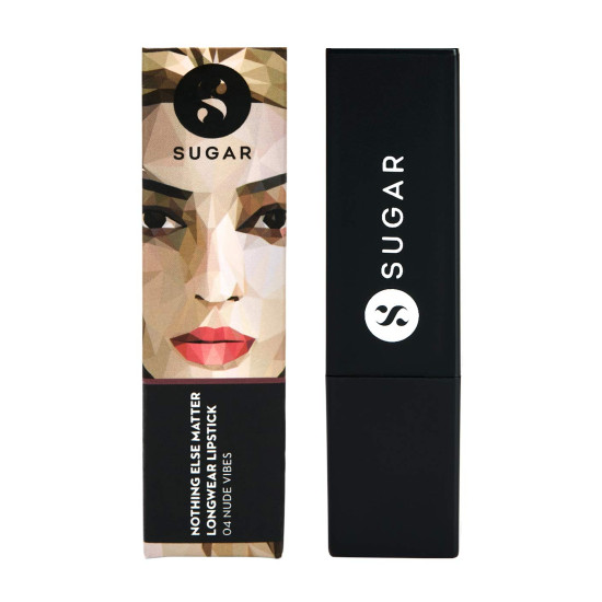 SUGAR Cosmetics Nothing Else Matter Longwear Lipstick for Women | Lasts Up To 8+ Hours| Enriched with Vitamin E | 100% Vegan | 3.2gm - 04 Nude Vibes