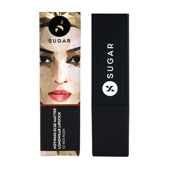 SUGAR Cosmetics Nothing Else Matter Longwear Lipstick for Women | Lasts Up To 8+ Hours| Enriched with Vitamin E | 100% Vegan | 3.2gm - 02 Red Rush