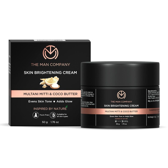 The Man Company Skin Brightening Cream - 50gm for Glowing Radiant Skin | Enriched with Multani Mitti, Coco Butter, Hyaluronic Acid | Reduces Acne & Dark Spots Naturally The Man Company Skin Brightening Cream - 50gm for Glowing Radiant Skin | Enriched with Multani Mitti, Coco Butter, Hyaluronic Acid | Reduces Acne & Dark Spots Naturally