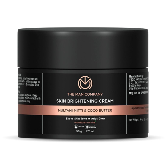 The Man Company Skin Brightening Cream - 50gm for Glowing Radiant Skin | Enriched with Multani Mitti, Coco Butter, Hyaluronic Acid | Reduces Acne & Dark Spots Naturally The Man Company Skin Brightening Cream - 50gm for Glowing Radiant Skin | Enriched with Multani Mitti, Coco Butter, Hyaluronic Acid | Reduces Acne & Dark Spots Naturally