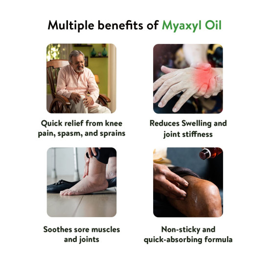 Kerala Ayurveda Myaxyl Ayurvedic Pain Relief Oil 60 ml | Powerful Dual Action Formula: Instant & Long-Term Pain Relief from Joint, Muscle, & Back Pain, Sprains, Sports injuries | Lemongrass-Eucalyptus Fragrance combo pack of 2