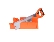 BLACK & DECKER BDHT20346 350mm Hand-Powered Steel Mitre Box with Saw for Home, DIY & Professional, 6 Months Warranty, ORANGE & BLACK