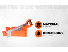 BLACK & DECKER BDHT20346 350mm Hand-Powered Steel Mitre Box with Saw for Home, DIY & Professional, 6 Months Warranty, ORANGE & BLACK