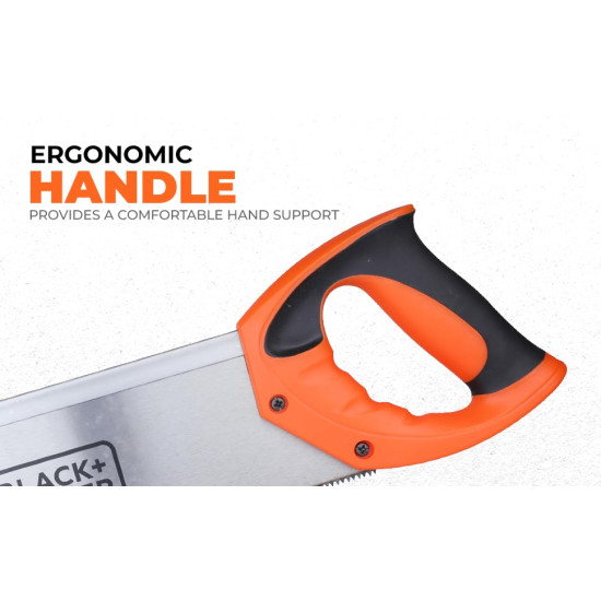 BLACK & DECKER BDHT20346 350mm Hand-Powered Steel Mitre Box with Saw for Home, DIY & Professional, 6 Months Warranty, ORANGE & BLACK