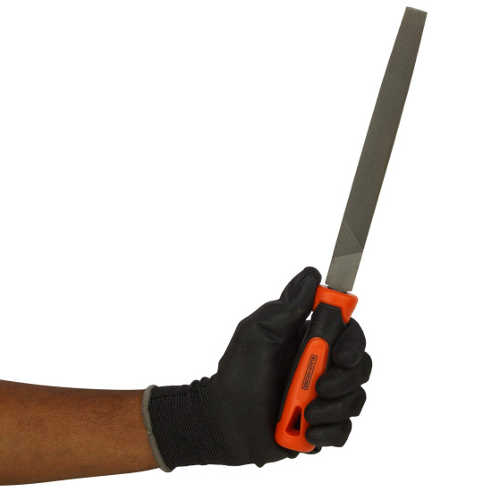 BLACK+DECKER BDHT22146 Steel 200mm 2nd Cut Half Round File (Orange)