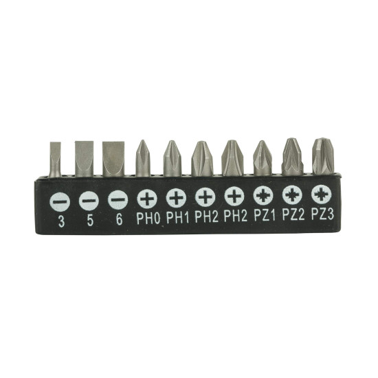BLACK+DECKER Phillips BDHT68127 Steel Multi-Bit Ratcheting SD - SL3SL5SL6Ph0Ph12xPh2PZ1PZ2PZ3 (24 cm) Set of 10 Pieces