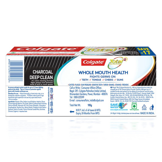 Colgate Total Charcoal Anticavity Toothpaste - 185 g