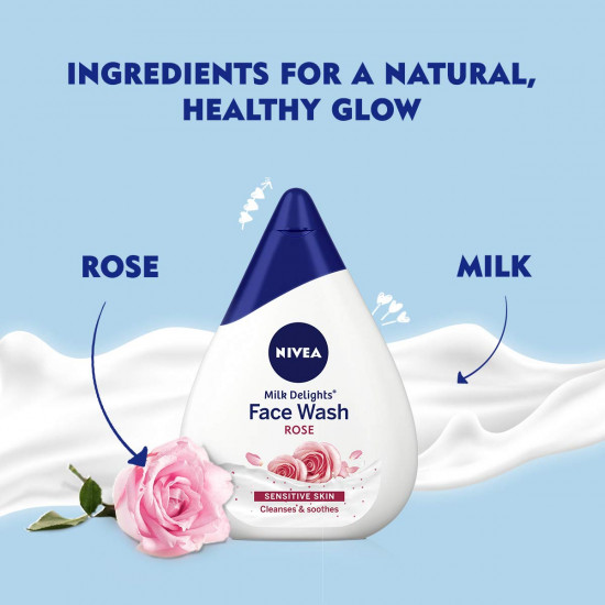NIVEA Milk Delights Face Wash Caring Rosewater For Sensitive Skin 50ml, 50 ml