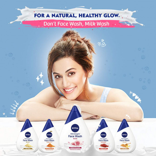 NIVEA Milk Delights Face Wash Caring Rosewater For Sensitive Skin 50ml, 50 ml