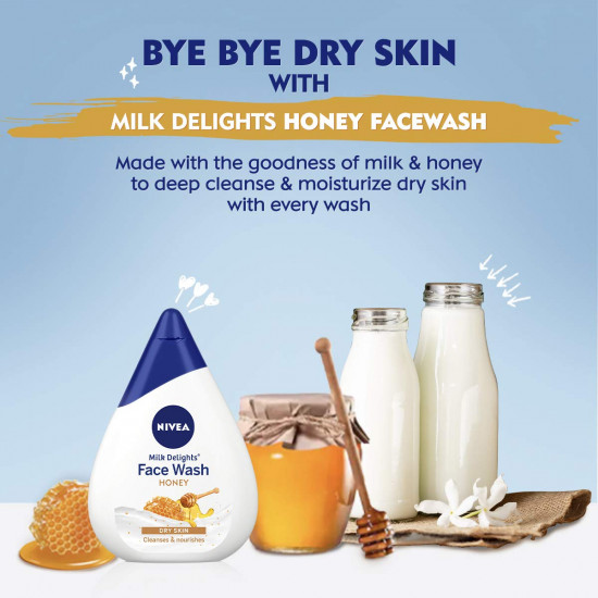 NIVEA Milk Delights Face Wash Moisturizing Honey For Dry Skin 100ml, 100 ml