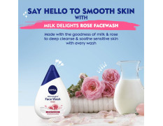 NIVEA Milk Delights Face Wash Caring Rosewater For Sensitive Skin 100ml, 100 ml