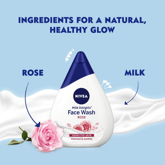 NIVEA Milk Delights Face Wash Caring Rosewater For Sensitive Skin 100ml, 100 ml