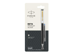 Parker Beta Premium FP GT Fountain Pen with Free Ink Cart (Silver)
