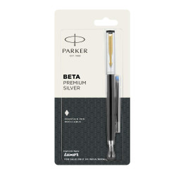 Parker Beta Premium FP GT Fountain Pen with Free Ink Cart (Silver)