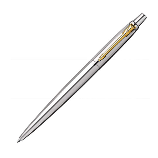 Parker Jotter Stainless Steel Gold Trim Ball Pen| Ink Color- Blue | Gift For Employees | Leading Pen For Corporate