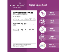 HealthyHey Nutrition Alpha Lipoic Acid - ALA-60 Veg. Capsules - Gluten Free & Non-GMO