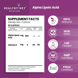 HealthyHey Nutrition Alpha Lipoic Acid - ALA-60 Veg. Capsules - Gluten Free & Non-GMO