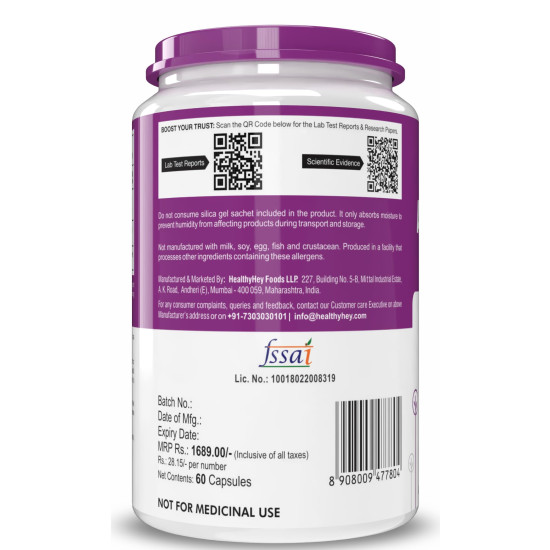 HealthyHey Nutrition Alpha Lipoic Acid - ALA-60 Veg. Capsules - Gluten Free & Non-GMO
