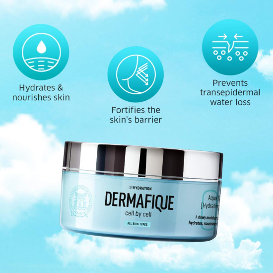 Dermafique Aqua Cloud Light Moisturising Crème, 200g for Normal, Oily, Dry and Combination Skin for Soft Hydrated Glowing Skin Face Cream with Vitamin E