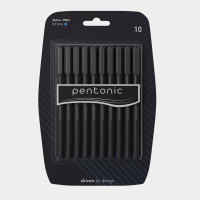 Pentonic 0.7 mm Ball Pen Blister Pack | Black Body | Blue Ink | Set of 10 Pens