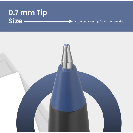 Pentonic 0.7 mm Ball Pen Blister Pack | Black Body | Blue Ink | Set of 10 Pens