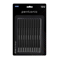 Pentonic 0.7 mm Ball Pen Blister Pack | Black Body | Black Ink | Set of 10 Pens