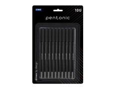 Pentonic 0.7 mm Ball Pen Blister Pack | Black Body | Black Ink | Set of 10 Pens