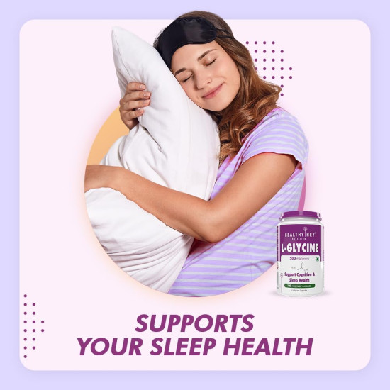 HealthyHey Nutrition L- Glycine - 500 mg - Support Brain and Sleep Health - 120 Veg. Capsules