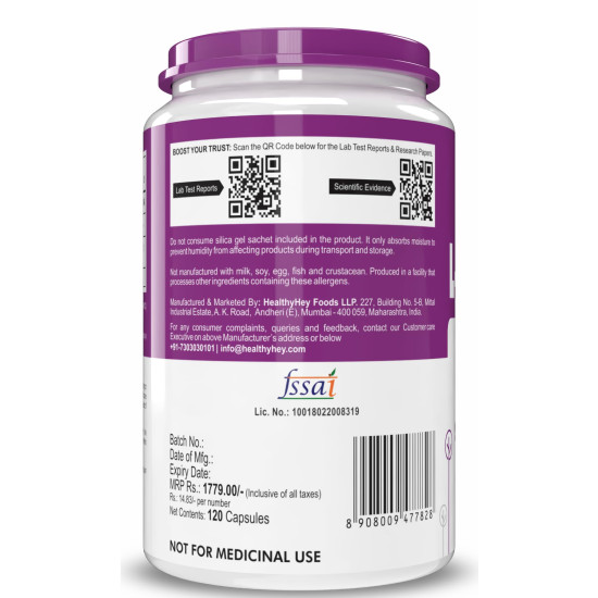 HealthyHey Nutrition L- Glycine - 500 mg - Support Brain and Sleep Health - 120 Veg. Capsules