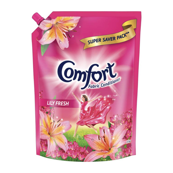 Comfort Lily Fresh Fabric Conditioner 2 L Refill Pack | After Wash Liquid Fabric Softener (Offer Pack) | Softness, Shine & Long Lasting Freshness