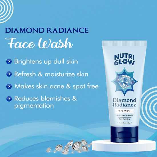 NutriGlow Diamond Radiance Face Wash With Diamond Dust & Vitamin E For Glowing Skin Skin Purifying Hydrated Skin (65ml)