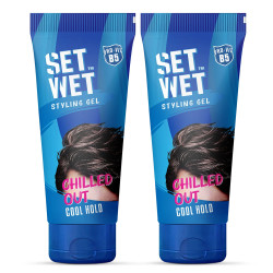 Set Wet Styling Hair Gel for Men - Casually Cool, 100gm (Pack of 2)| Medium Hold, High Shine | For Medium to Long Hair |No Alcohol, No Sulphate