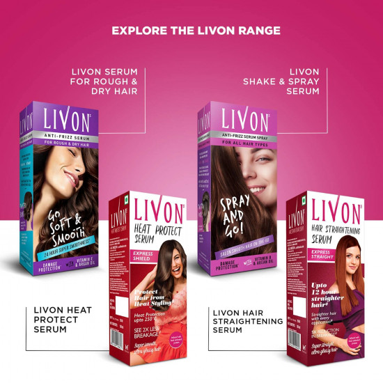 Livon Hair Serum For Women | All Hair Types | Smooth, Frizz-Free & Glossy Hair | With Argan Oil & Vitamin E | 100 Ml (Pack Of 2)