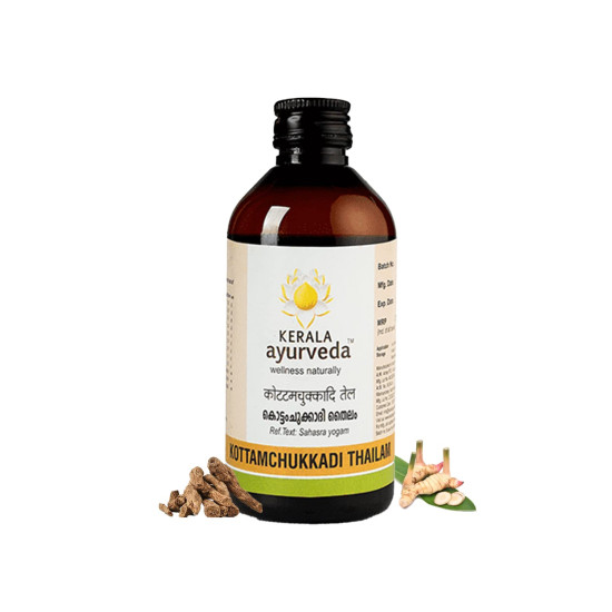 Kerala Ayurveda Kottamchukkadi Thailam 200 ML|For Tennis Elbow & Sports injuries|Relieves joint swelling and inflammation|Pain Relief Oil |With Kottam, Chukku, Vayambu, Rasna, Devadaru in Sesame oil