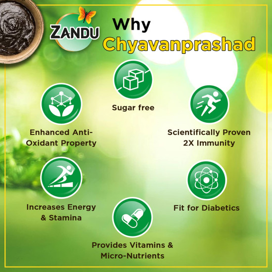 Zandu Chyawanprashad Sugar Free (No ) Chyawanprash-900G|Clinically Tested Suitable Diabetic|Made 46 Ayurvedic Herbs Like Amla,Ashwagandha,Shilajit|Improves Respiratory & Digestive Health,2X Immunity
